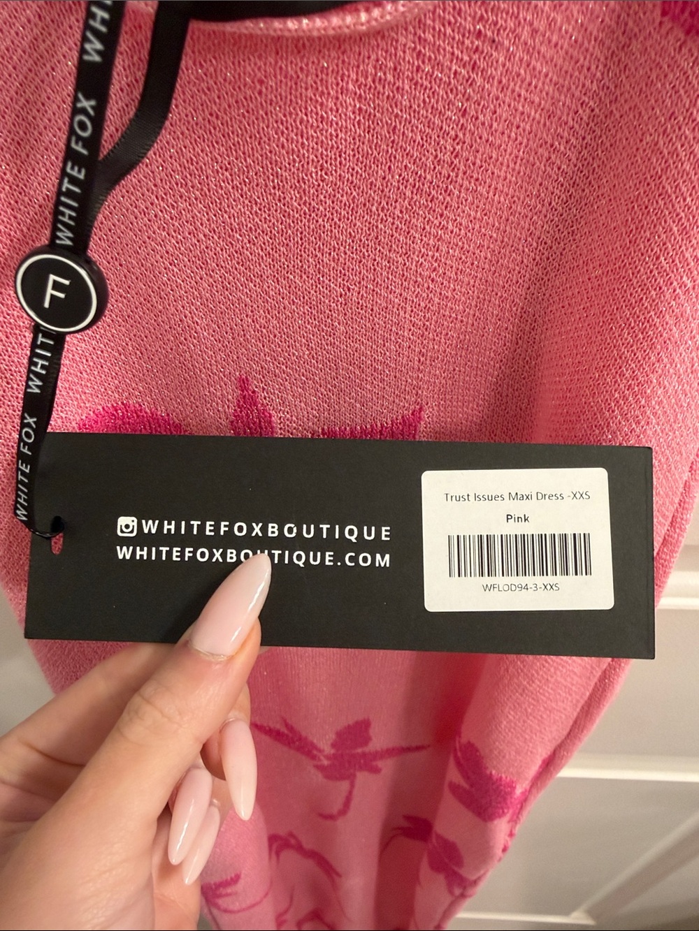 White Fox Boutique Pink Floral Knit Maxi Dress - Picture 4 of 4